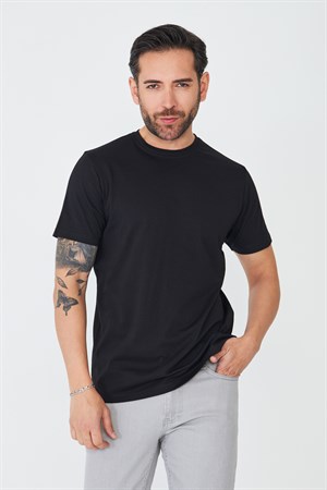 Siyah Bisiklet Yaka Basic Tişört