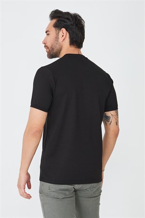 Siyah Bisiklet Yaka Basic T-shirt