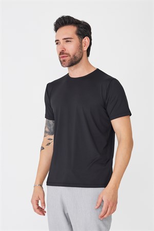 Siyah Bisiklet Yaka Basic Tişört