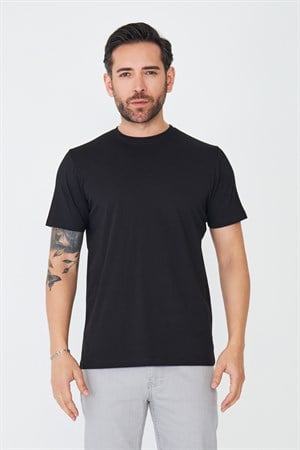 Siyah Bisiklet Yaka Basic Tişört