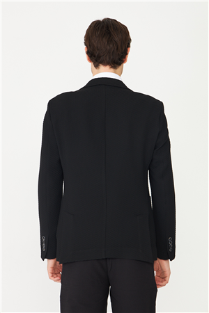 Siyah Hafif Desenli Blazer Ceket