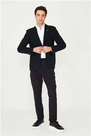 Siyah Hafif Desenli Blazer Ceket