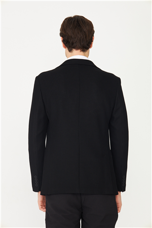 Siyah Fitilli Modern Kesim Düğmeli Blazer Ceket
