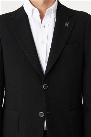 Siyah Hafif Desenli Blazer Ceket
