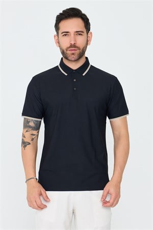 Siyah Düğmeli Polo Yaka Erkek Tişört