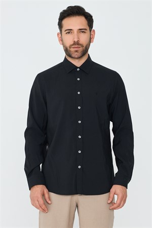 Siyah Dynamic Fit Erkek Uzun Kollu Gömlek