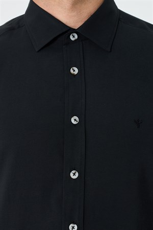 Siyah Dynamic Fit Erkek Uzun Kollu Gömlek
