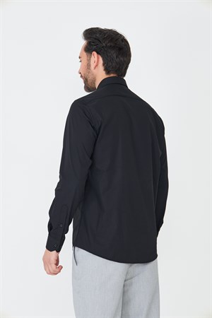 Siyah Dynamic Fit Uzun Kollu Erkek Gömlek