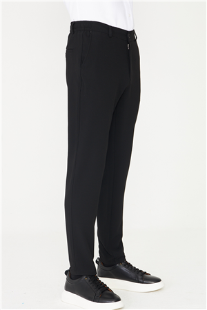 Siyah Klasik Kesim Kumaş Pantolon Slim Fit