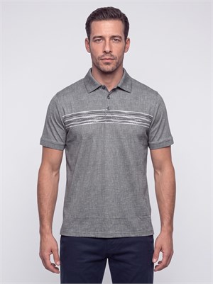 Siyah Mikro Desenli Regular Fit Erkek Polo Yaka Tişört