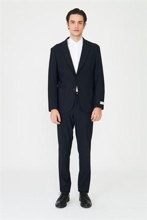 Siyah Modern Slim Fit Düz Kumaş Klasik Kesim Takım Elbise
