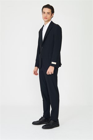 Siyah Modern Slim Fit Düz Kumaş Klasik Kesim Takım Elbise