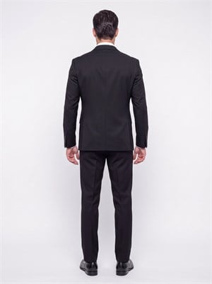 Siyah Mono Yaka 4 Drop Regular Fit Günlük Takım Elbise