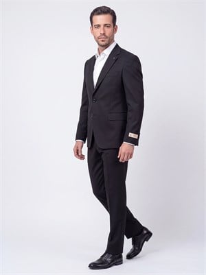 Siyah Mono Yaka 4 Drop Regular Fit Günlük Takım Elbise