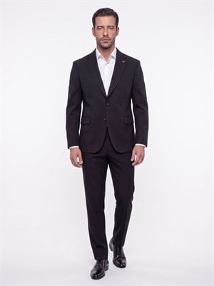 Siyah Mono Yaka 4 Drop Regular Fit Günlük Takım Elbise
