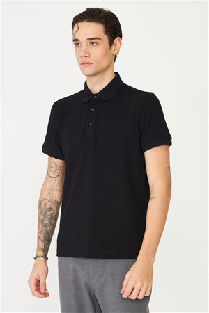 Siyah Polo Yaka T-Shirt 