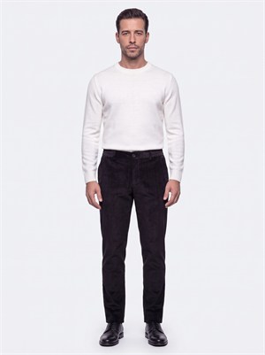Siyah Regular Fit Kadife Jogger Spor Pantolon