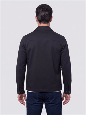 Siyah Regular Fit Ön Cepli Erkek Gömlek Mont