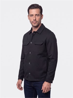 Siyah Regular Fit Ön Cepli Erkek Gömlek Mont