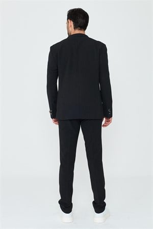 Siyah Sivri Yaka 6 Drop Regular Fit Erkek Günlük Takım Elbise