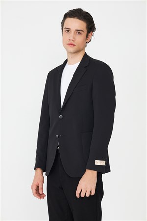 Siyah Slim Fit Klasik Yaka Erkek Spor Blazer Ceket