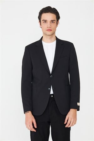 Siyah Slim Fit Klasik Yaka Erkek Spor Blazer Ceket