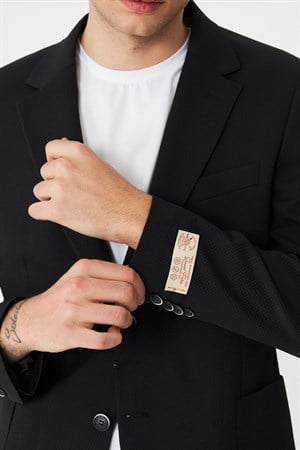 Siyah Slim Fit Klasik Yaka Erkek Spor Blazer Ceket