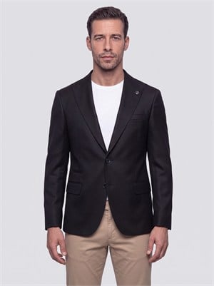 White StoneSiyah Slim Fit Sivri Yaka 6 Drop Erkek Günlük Ceket