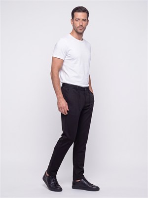 Siyah Yandan Lastikli Regular Fit Erkek Jogger Pantolon