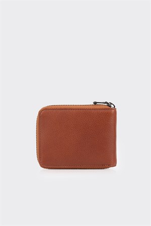Taba Fermuarlı Çok Bölmeli Premium Yatay Deri Erkek Cüzdan