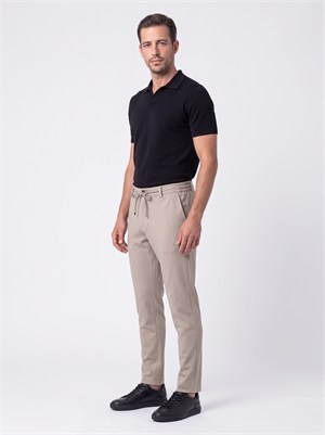 Taş Rengi Yandan Cepli Slim Fit Jogger Spor Pantolon