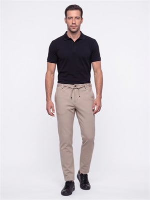 Taş Rengi Yandan Cepli Slim Fit Jogger Spor Pantolon