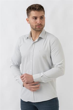 White Stone Verona G186 Pamuklu Regular Fit Düz Gömlek Taş