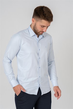 White Stone Verona G186  Pamuklu Regular Fit Düz Gömlek Buz Mavisi
