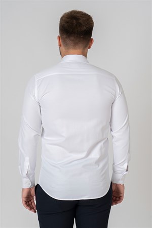 White Stone Verona G186 Pamuklu Regular Fit Düz Gömlek Beyaz