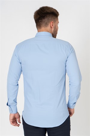 White Stone Verona G186 Pamuklu Regular Fit Düz Gömlek Okyanus Mavi