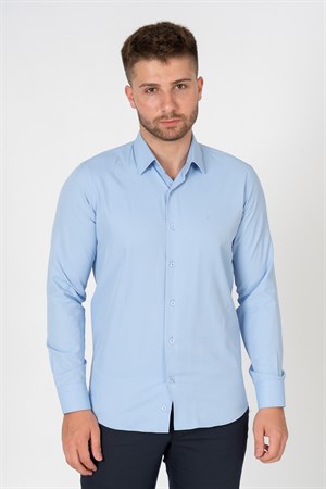 White Stone Verona G186 Pamuklu Regular Fit Düz Gömlek Okyanus Mavi