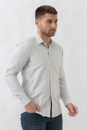 White Stone Verona G186 Pamuklu Regular Fit Düz Gömlek Taş