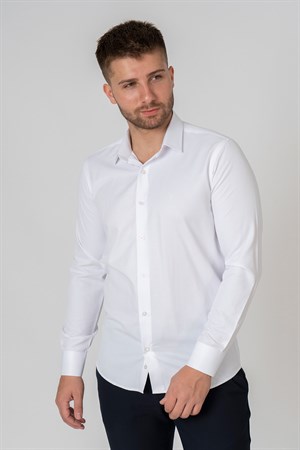 White Stone Verona G186 Pamuklu Regular Fit Düz Gömlek Beyaz