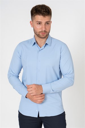 White Stone Verona G186 Pamuklu Regular Fit Düz Gömlek Okyanus Mavi