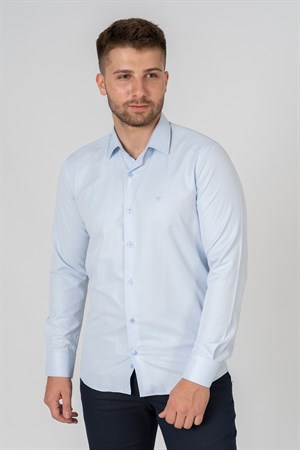 White Stone Verona G186  Pamuklu Regular Fit Düz Gömlek Buz Mavisi
