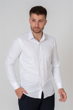 White Stone Verona G186 Pamuklu Regular Fit Düz Gömlek Beyaz