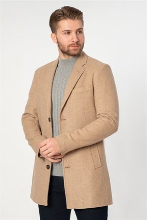 White Stone Abrantes Slim Fit 1754 Pamuklu Palto Bej 