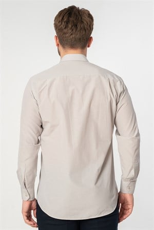 Gri Regular Fit Normal Kalıp Kolay Ütülenen Cepli Pamuklu Gömlek