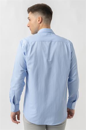 Koyu Mavi Regular Fit Normal Kalıp Kolay Ütülenen Cepli Pamuklu Gömlek