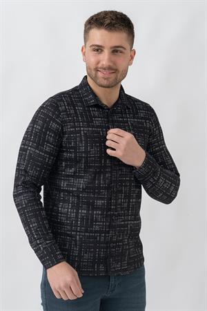 White Stone Lyon G3005 Likralı Slim Fit Örme Gömlek Siyah