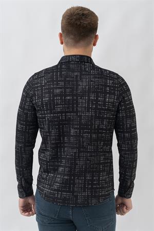 White Stone Lyon G3005 Likralı Slim Fit Örme Gömlek Siyah