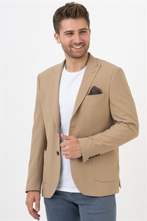 White Stone Puebla C189 Regular Fit 6 Drop Likralı Ceket Bej