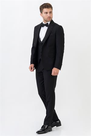 White Stone Ecatepec D113 Slim Fit Şal Yaka Damatlık Takım Elbise Siyah