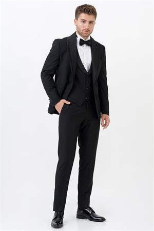 White Stone Ecatepec D113 Slim Fit Şal Yaka Damatlık Takım Elbise Siyah